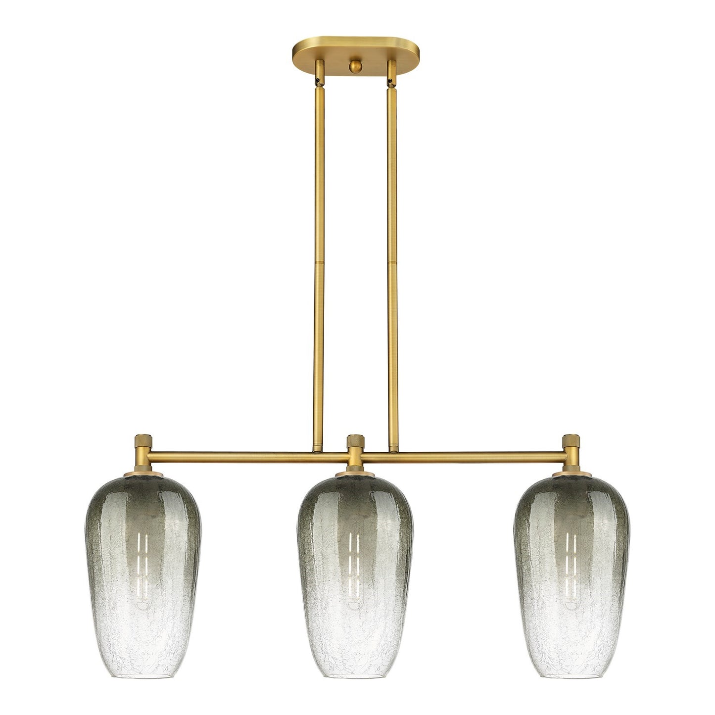 Innovations Brookhaven Flute 34in 3-Light Island Light | Industrial Brushed Brass and Slate Glass | Kitchen Island | Model 434-3I-BB-G484-7SL