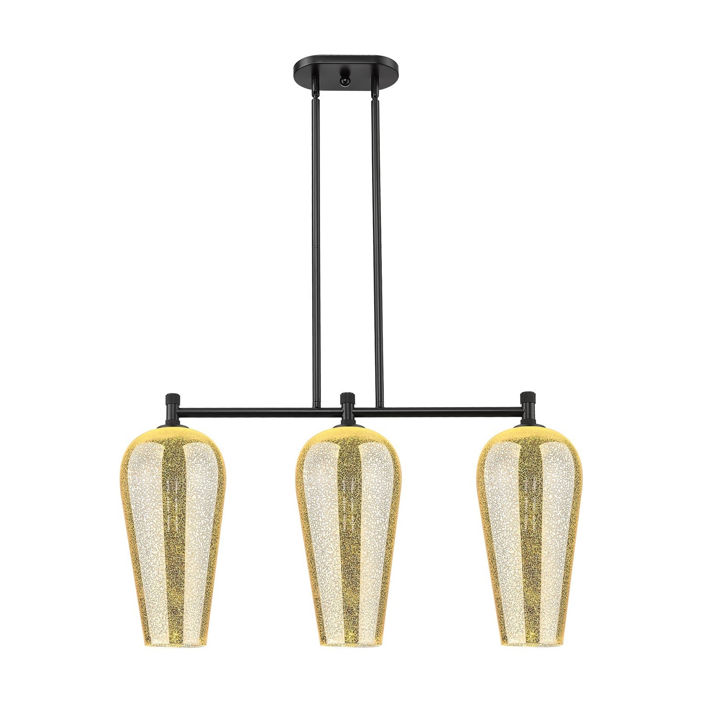 Innovations Chelsea 35in 3-Light Island Light | Industrial Matte Black and Mercury Glass | Kitchen Island & Dining Room | Model 434-3I-BK-G456-8ME