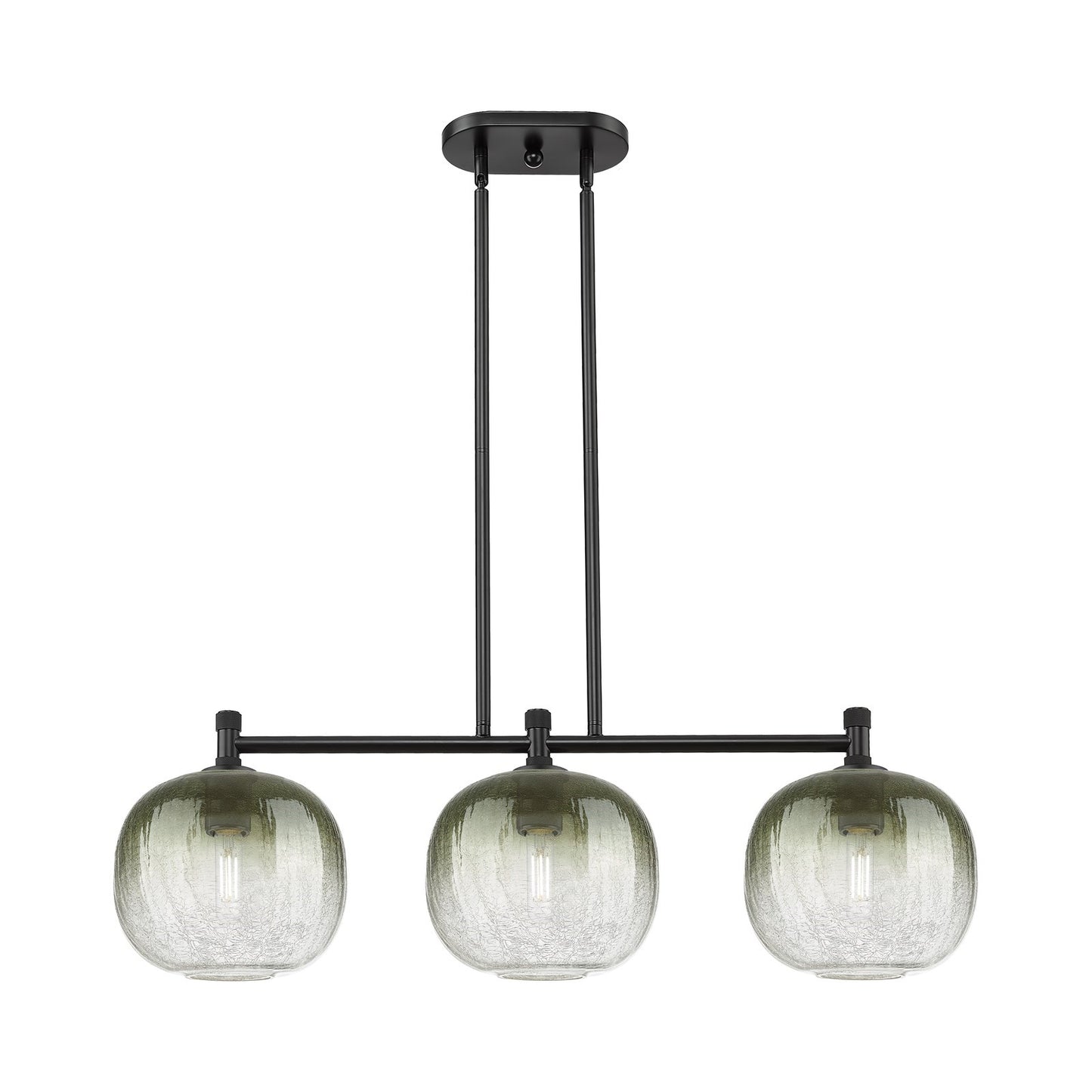Innovations Brookhaven Sphere 37in 3-Light Island Pendant | Industrial Matte Black and Slate Glass | Kitchen Island | Model 434-3I-BK-G481-10SL
