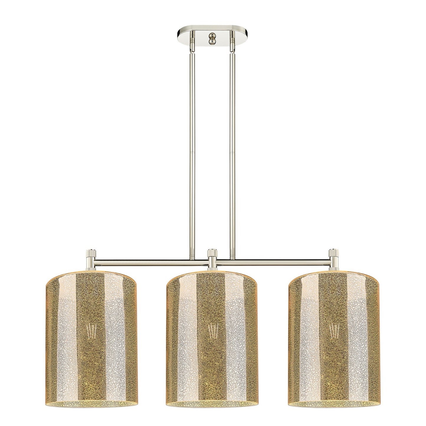 Innovations Cobbleskill 36in 3-Light Island Light | Industrial Polished Nickel and Mercury Glass | Kitchen Island & Dining | Model 434-3I-PN-G116-L