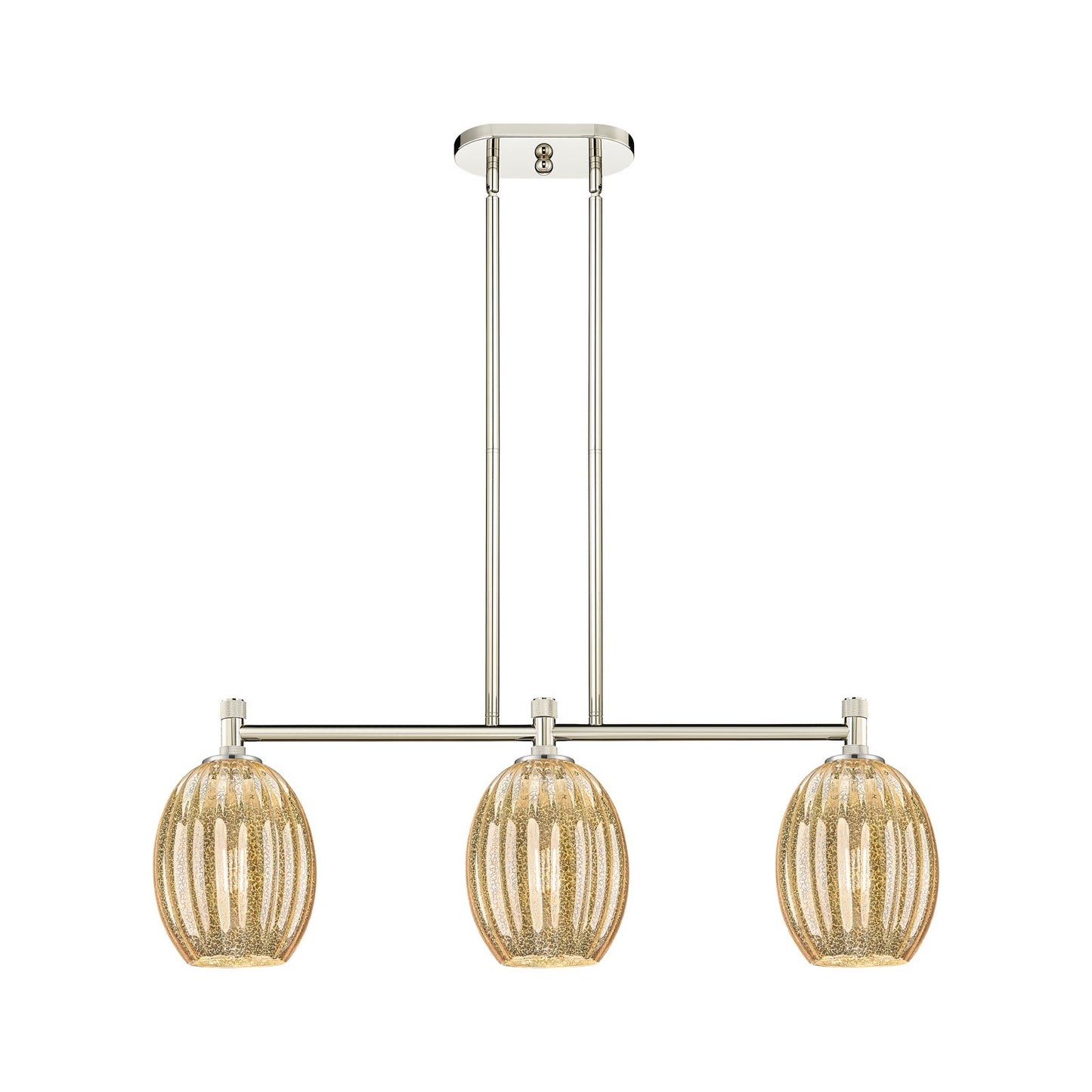 Innovations Preston Bulb 33in 3-Light Island Light | Industrial Polished Nickel and Mercury Glass | Kitchen Island | Model 434-3I-PN-G459-6ME
