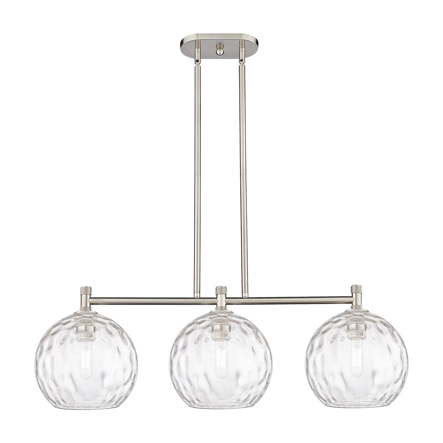 Innovations Athens Water Glass 37in 3-Light Island Light | Industrial Satin Nickel and Clear Glass | Kitchen Island | Model 434-3I-SN-G1215-10