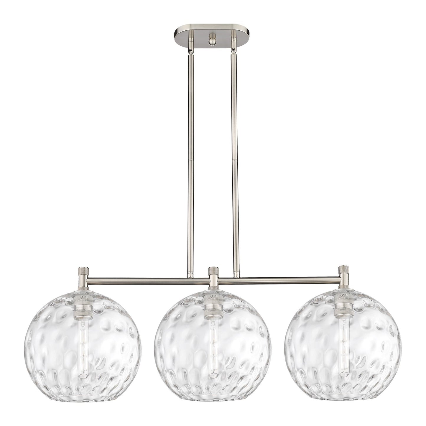Innovations Athens Water Glass 39in 3-Light Island Light | Industrial Satin Nickel and Clear Glass | Kitchen Island | Model 434-3I-SN-G1215-12