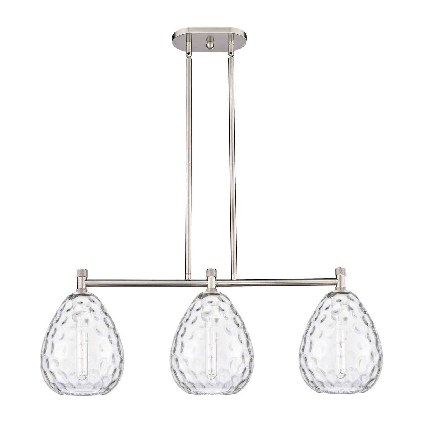 Innovations Waverly 35in 3-Light Island Light | Industrial Satin Nickel and Clear Glass | Kitchen Island & Dining Room | Model 434-3I-SN-G372