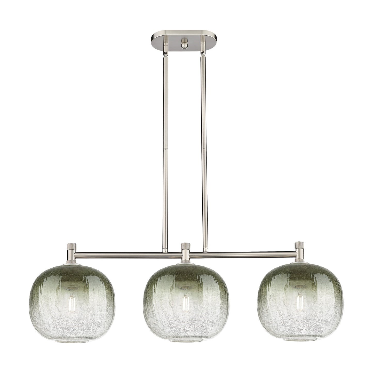 Innovations Brookhaven Sphere 37in 3-Light Island Light | Industrial Satin Nickel and Slate Glass | Kitchen Island | Model 434-3I-SN-G481-10SL