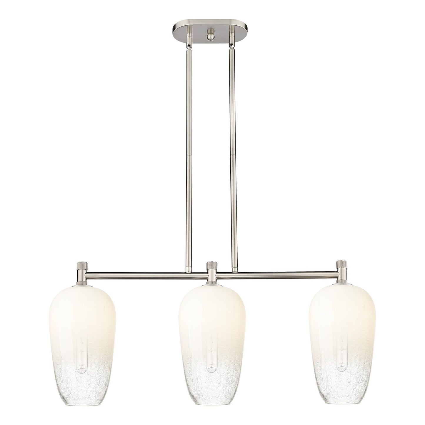Innovations Brookhaven Flute 34in 3-Light Island Light | Industrial Satin Nickel and Opal Glass | Kitchen Island & Dining | Model 434-3I-SN-G484-7OP
