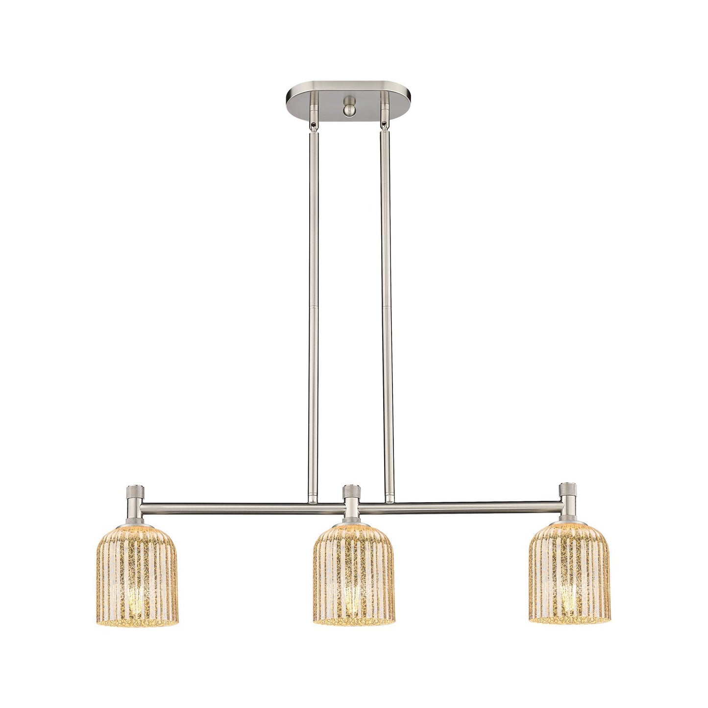 Innovations Crown Point 32in 3-Light Island Light | Industrial Satin Nickel and Mercury Glass | Kitchen Island & Dining | Model 434-3I-SN-G559-5ME