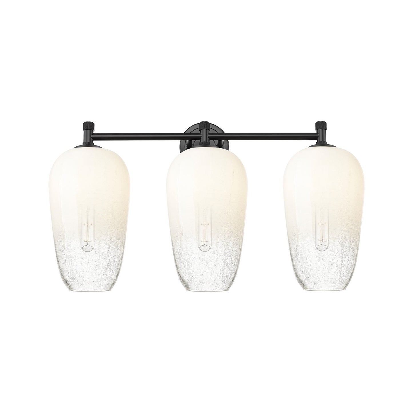 Innovations Brookhaven Flute 25in 3-Light Bath Vanity | Industrial Matte Black and Opal Glass | Bathroom & Powder Room | Model 434-3W-BK-G484-7OP