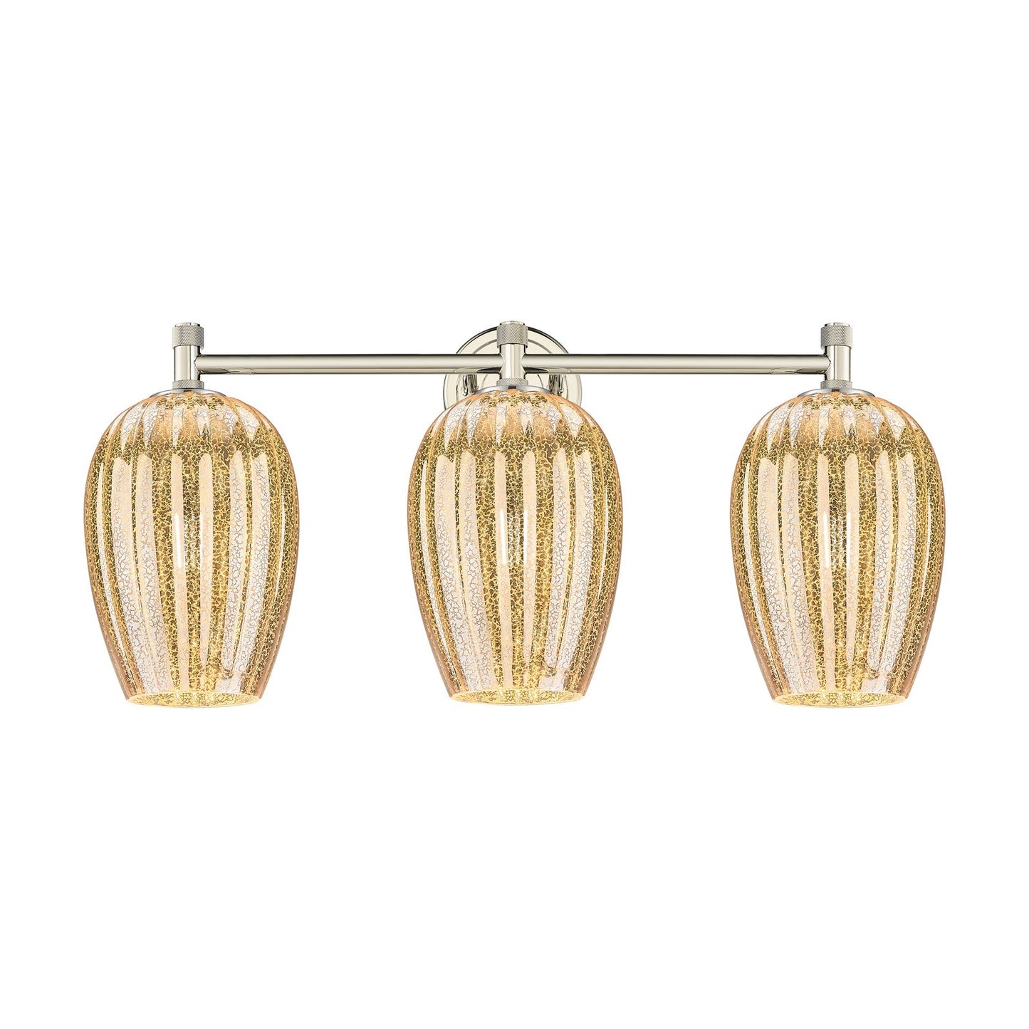 Innovations Preston Flute 24in 3-Light Bath Vanity Light | Industrial Polished Nickel and Mercury Glass | Bathroom Vanity | Model 434-3W-PN-G457-6ME