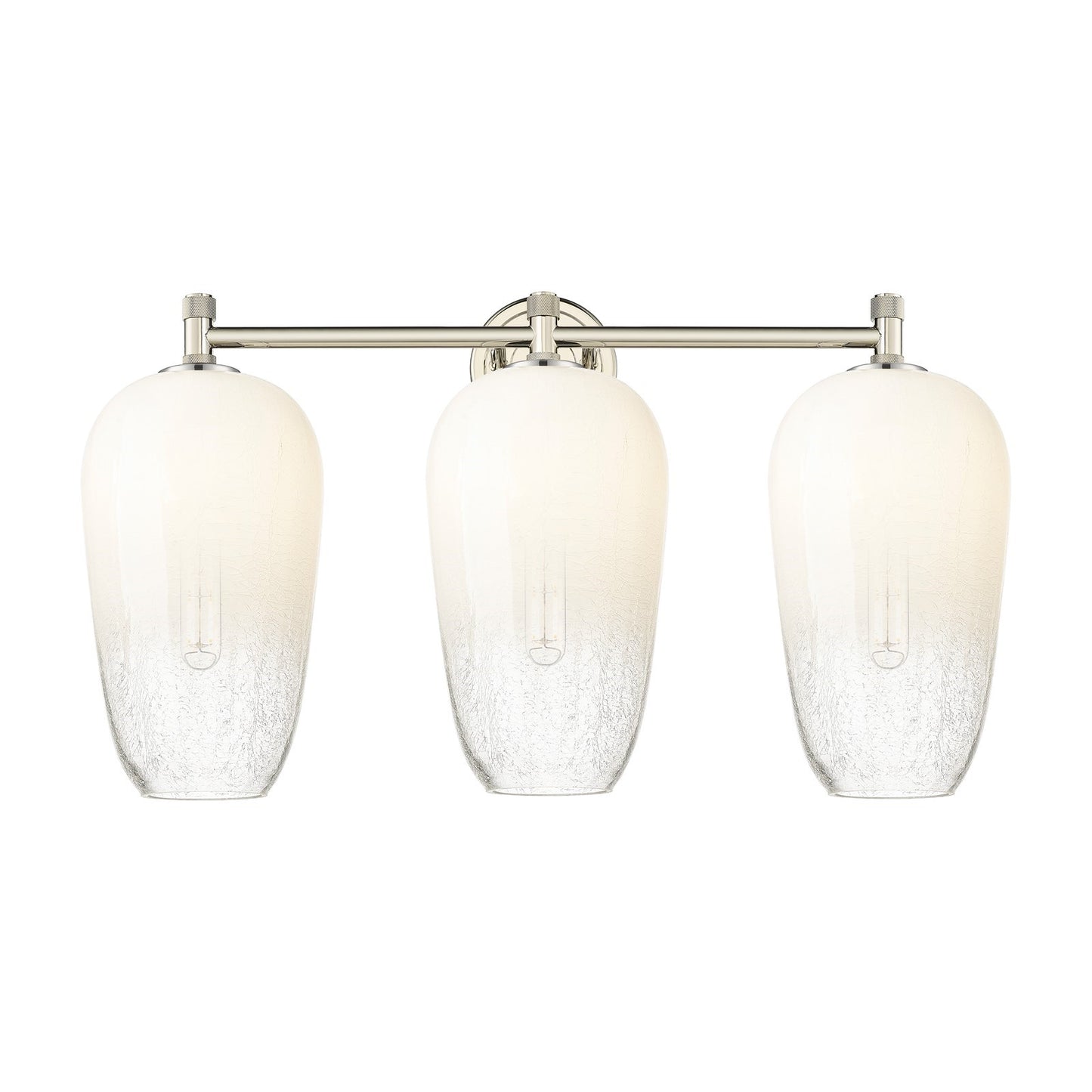 Innovations Brookhaven Flute 25in 3-Light Bath Vanity Light | Industrial Polished Nickel and Opal Glass | Bathroom Vanity | Model 434-3W-PN-G484-7OP