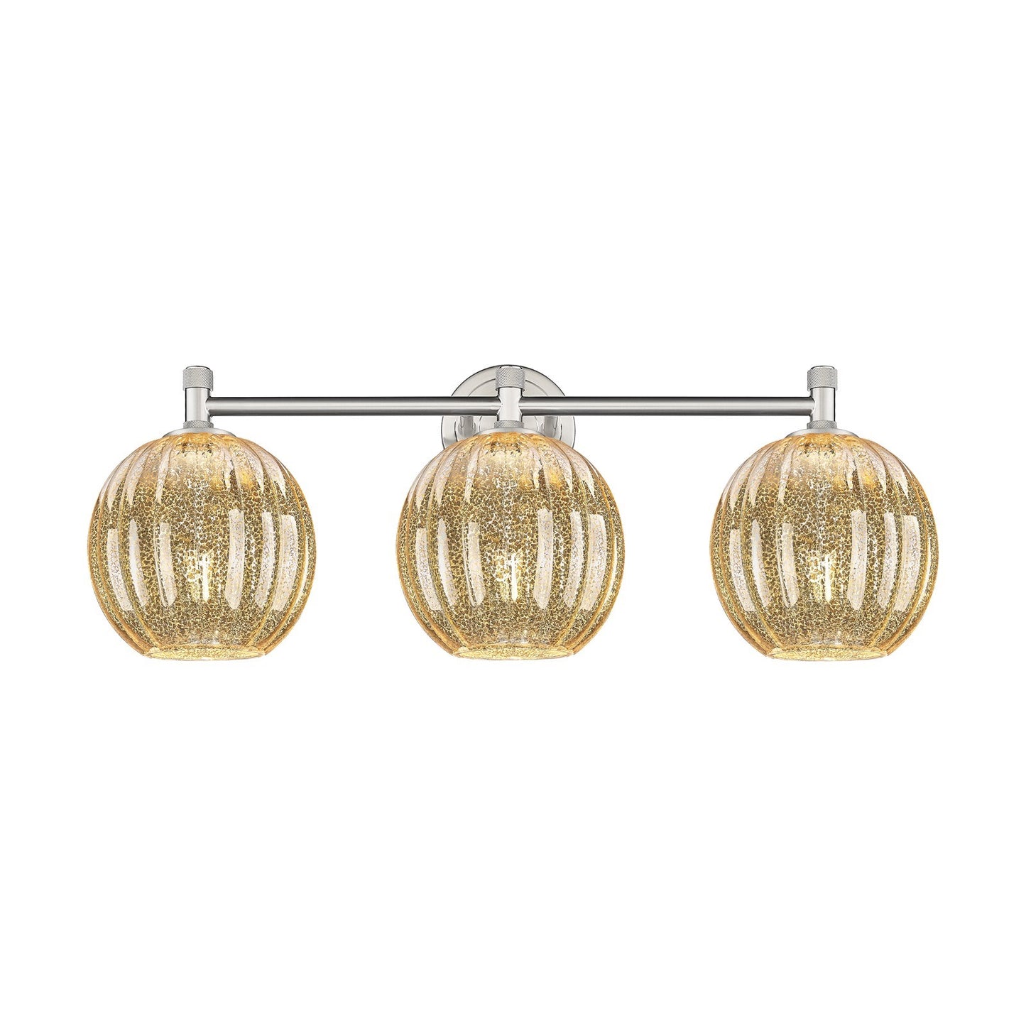 Innovations Preston Globe 25in 3-Light Bath Vanity | Industrial Satin Nickel and Mercury Glass | Bathroom & Powder Room | Model 434-3W-SN-G458-7ME