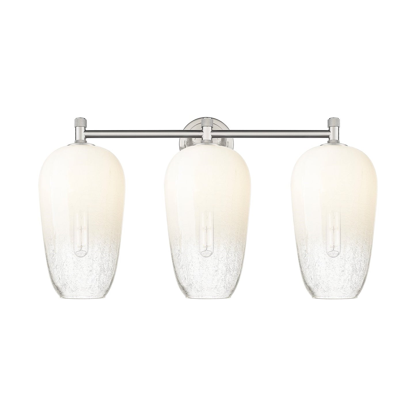 Innovations Brookhaven Flute 25in 3-Light Bath Vanity | Industrial Satin Nickel and Opal Glass | Bathroom Vanity | Model 434-3W-SN-G484-7OP