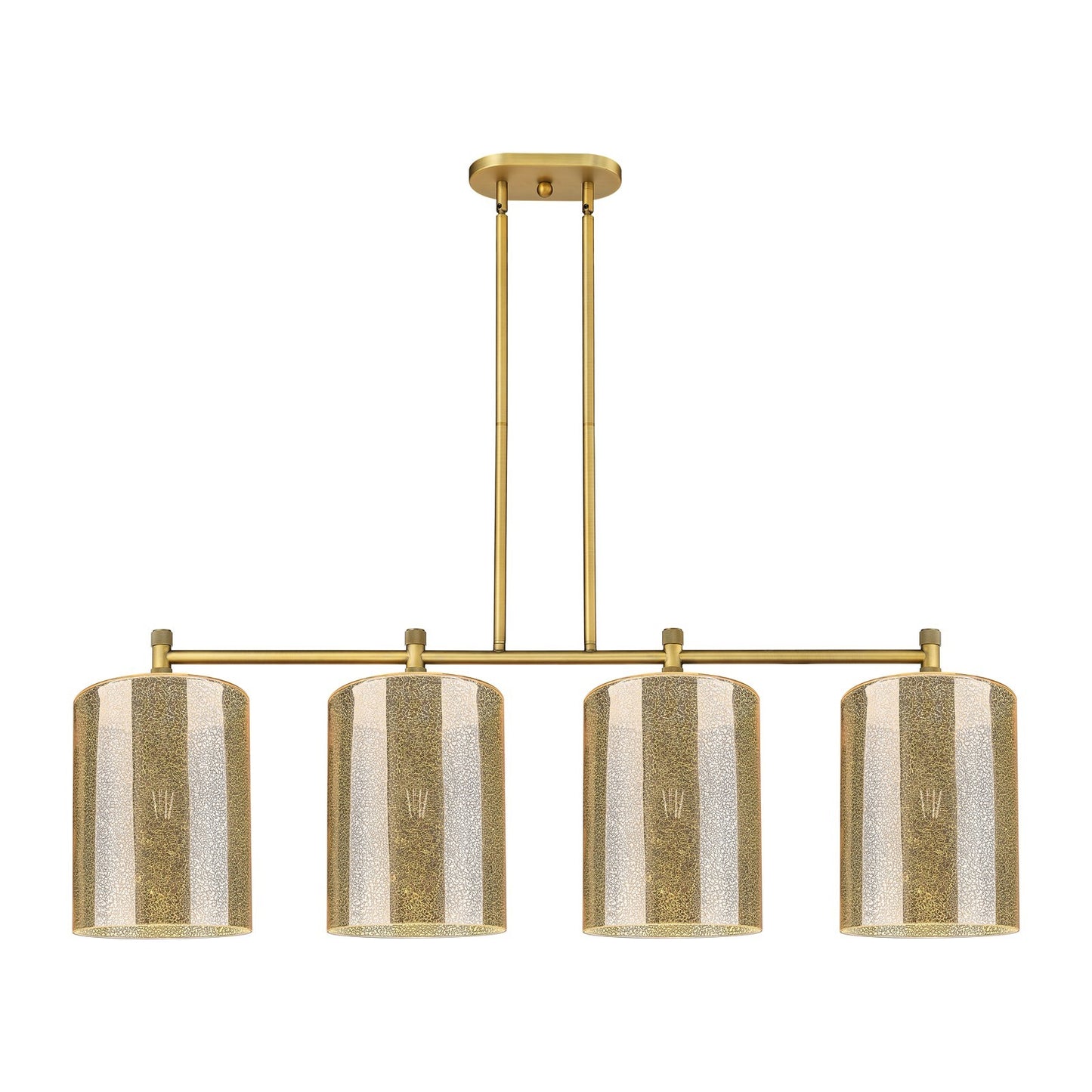 Innovations Cobbleskill 49in 4-Light Island | Industrial Brushed Brass and Mercury Glass | Kitchen Island & Dining Room | Model 434-4I-BB-G116-L