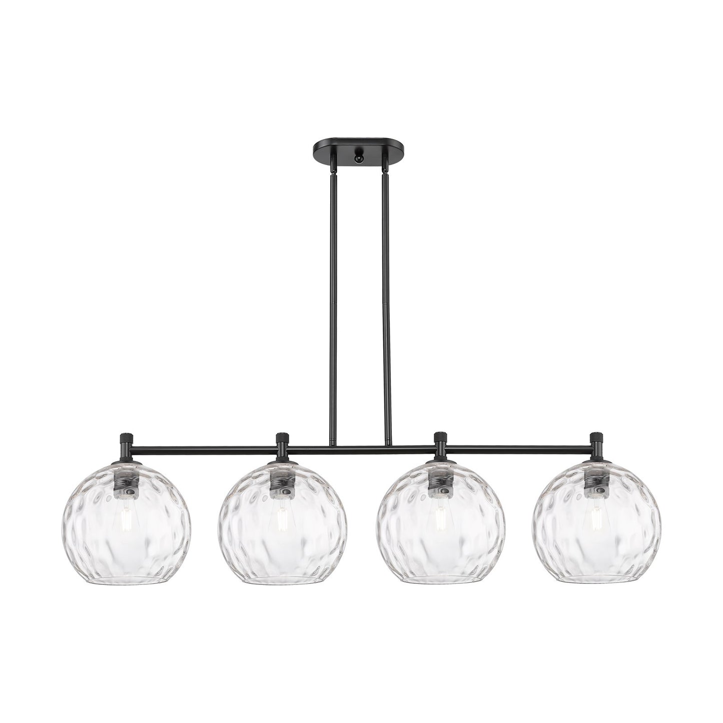 Innovations Athens Water Glass 50in 4-Light Island Light | Industrial Matte Black and Clear Glass | Kitchen Island | Model 434-4I-BK-G1215-10