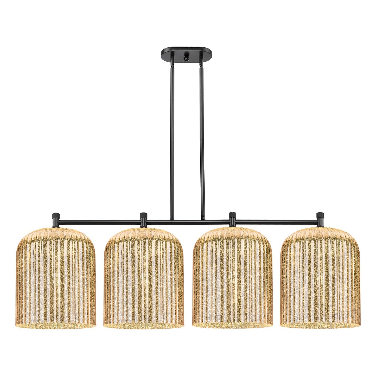 Innovations Crown Point 52in 4-Light Island Light | Industrial Matte Black and Mercury Glass | Kitchen Island & Dining | Model 434-4I-BK-G559-12ME