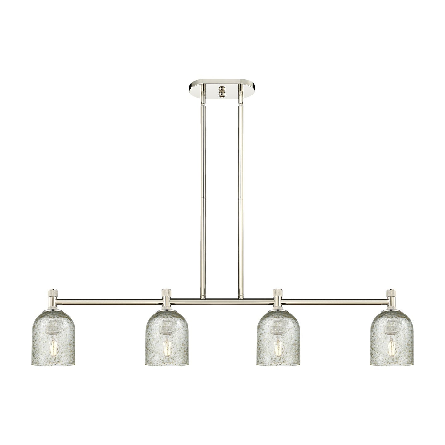 Innovations Caledonia 45in 4-Light Island Pendant | Industrial Polished Nickel and Mica Glass | Kitchen Island & Dining Room | Model 434-4I-PN-G259
