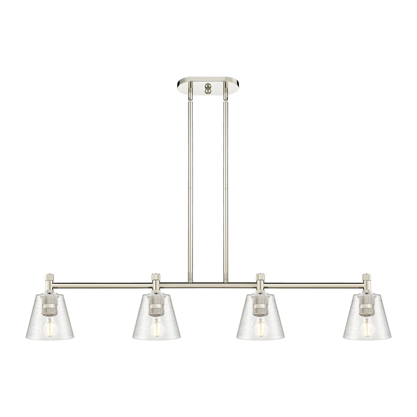 Innovations Caton 46in 4-Light Island Pendant | Industrial Polished Nickel and Frosted Glass | Kitchen Island & Dining Room | Model 434-4I-PN-G454
