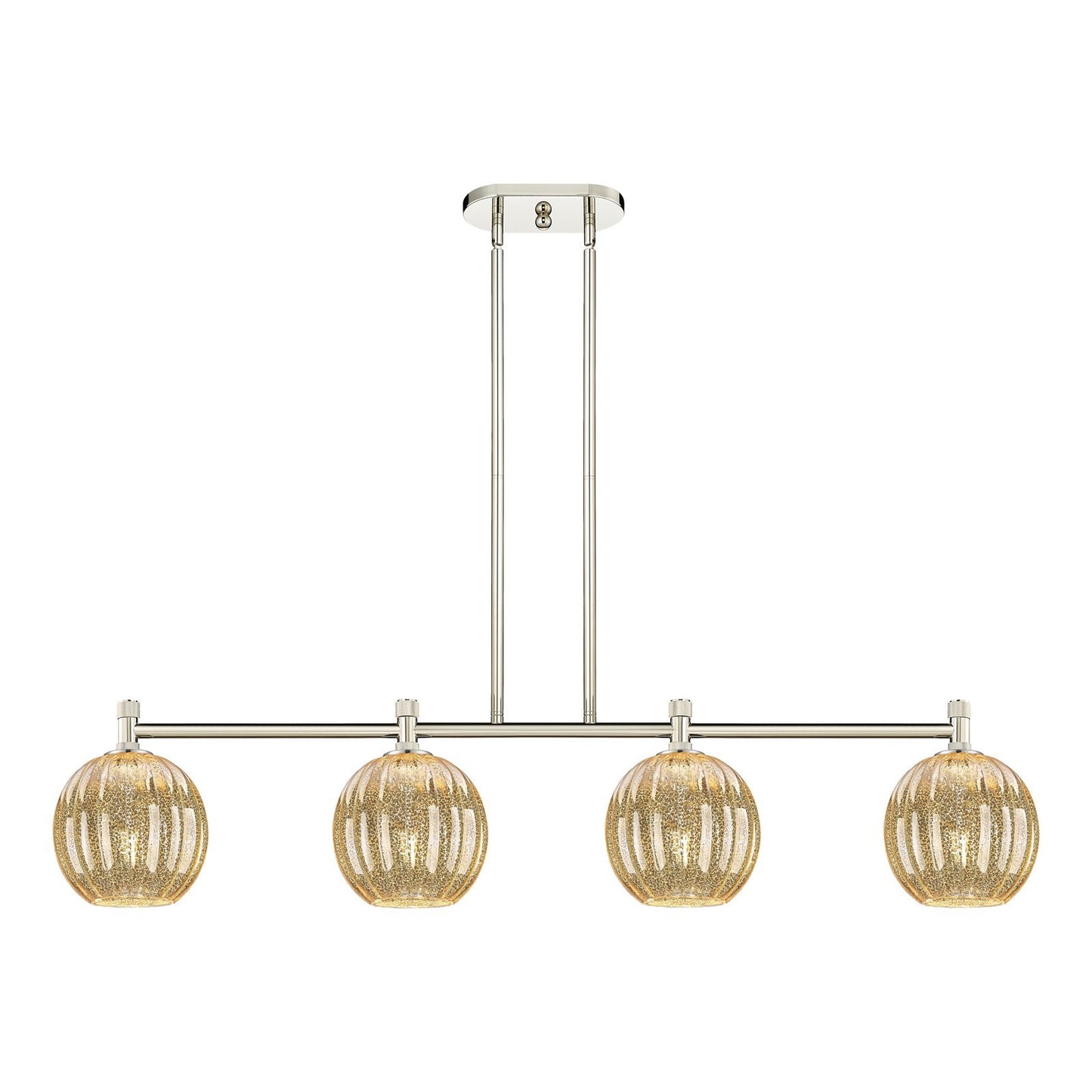 Innovations Preston Globe 47in 4-Light Island Pendant | Industrial Polished Nickel and Mercury Glass | Kitchen Island | Model 434-4I-PN-G458-7ME