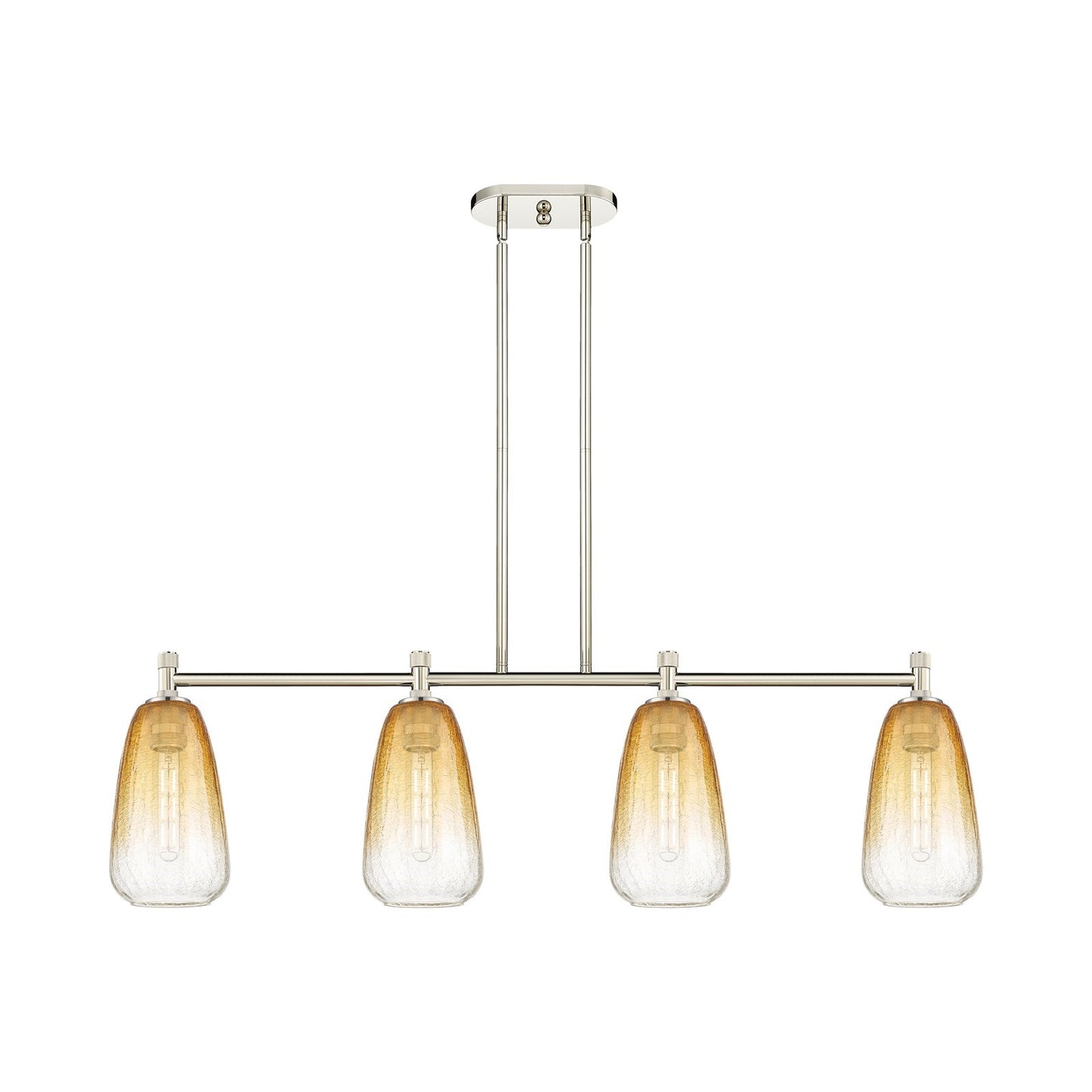 Innovations Brookhaven Almond 46in 4-Light Island Light | Industrial Polished Nickel and Amber Glass | Kitchen Island | Model 434-4I-PN-G480-6AM