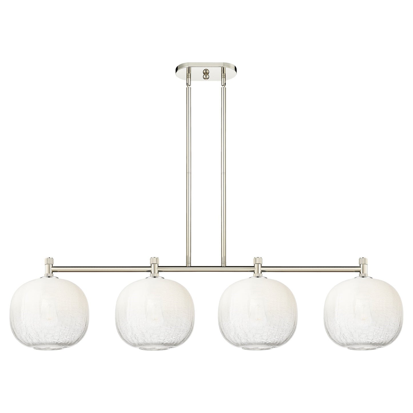 Innovations Brookhaven Sphere 50in 4-Light Island Light | Industrial Polished Nickel and Opal Glass | Kitchen Island | Model 434-4I-PN-G481-10OP