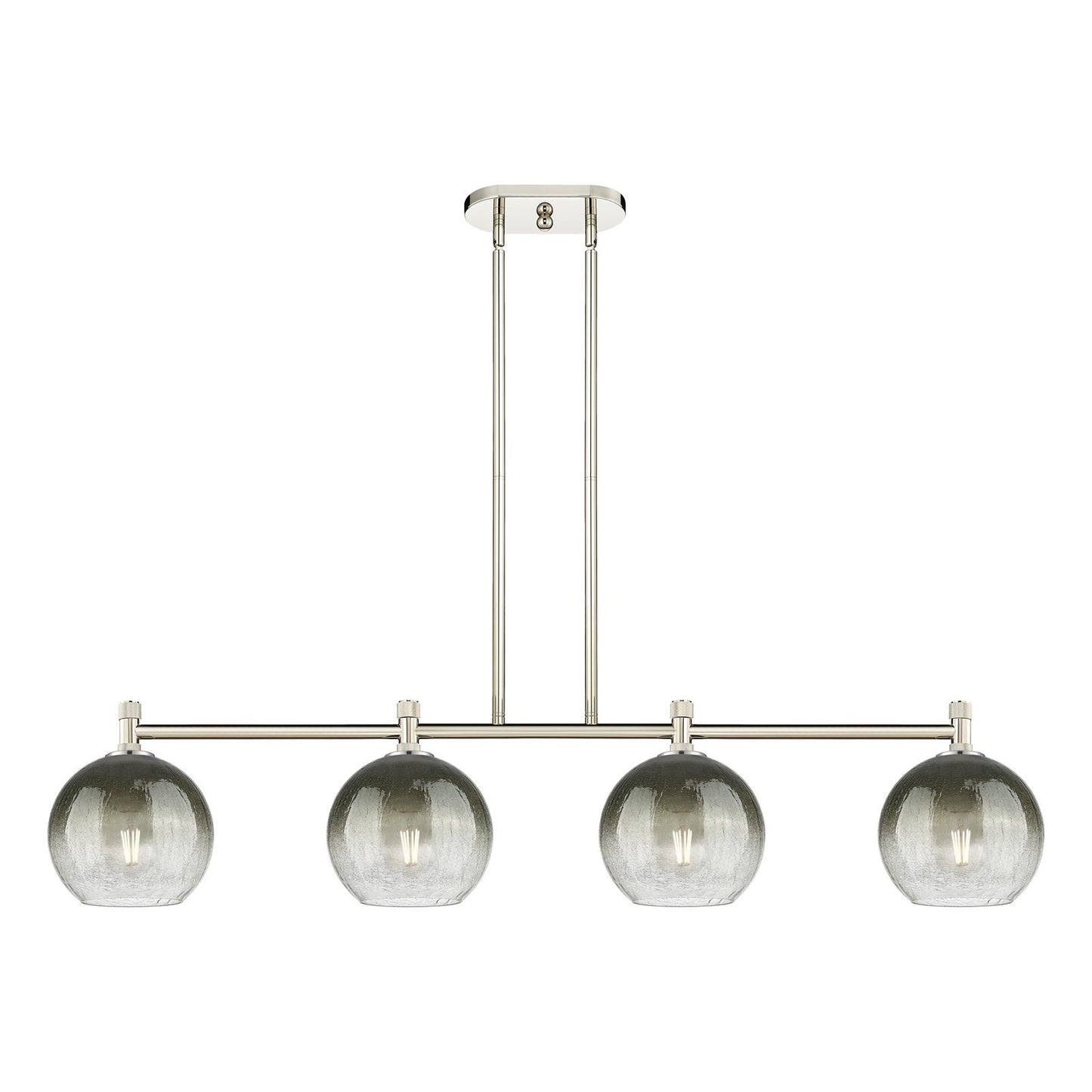 Innovations Brookhaven Globe 48in 4-Light Island Light | Industrial Polished Nickel and Slate Glass | Kitchen Island | Model 434-4I-PN-G483-8SL
