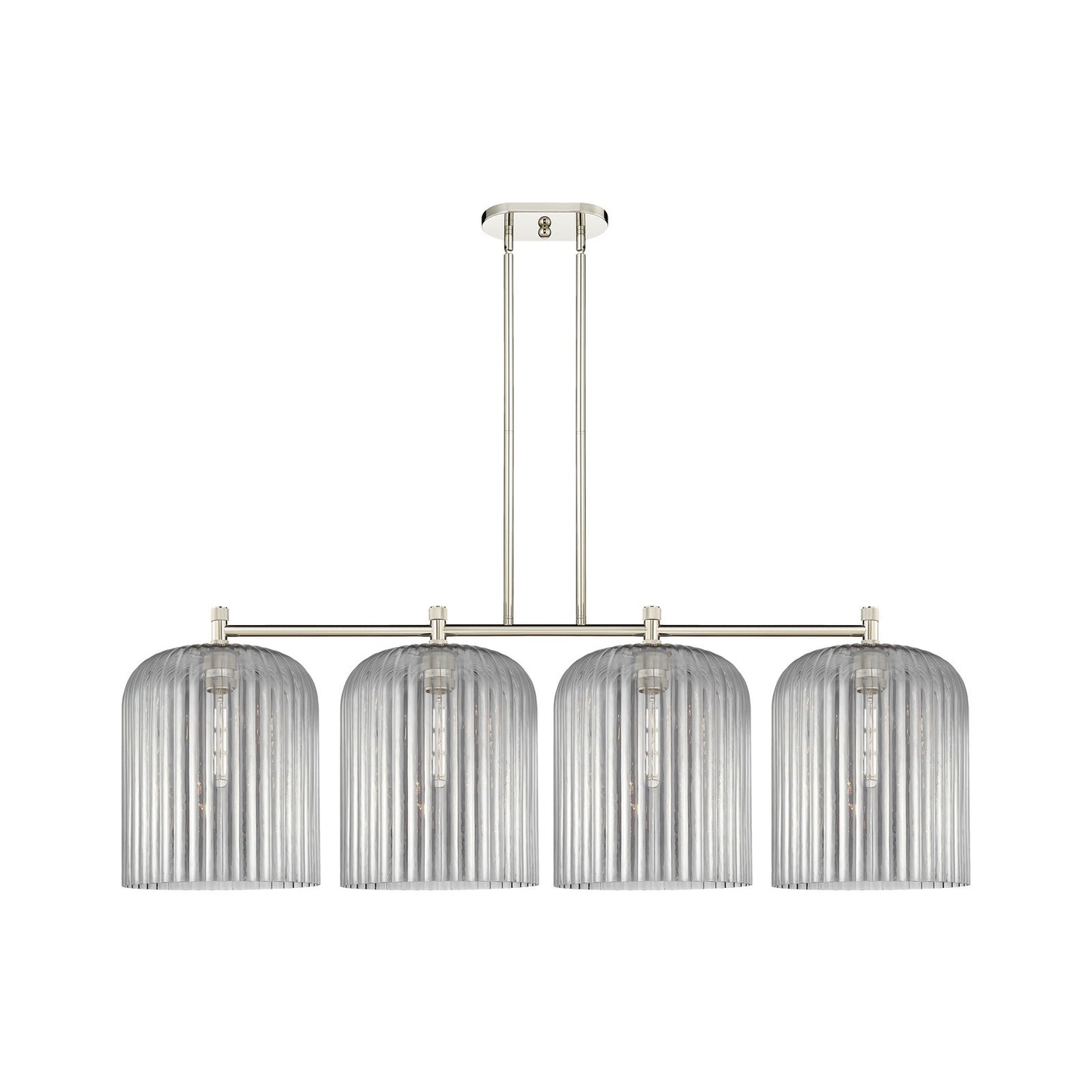 Innovations Crown Point 52in 4-Light Island Light | Industrial Polished Nickel and Light Smoke Glass | Kitchen Island | Model 434-4I-PN-G559-12SM