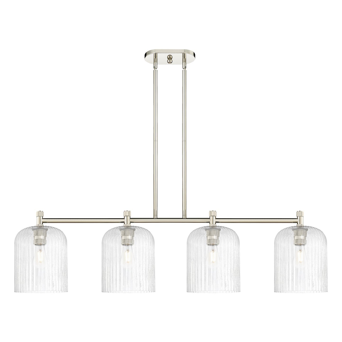 Innovations Crown Point 48in 4-Light Island Light | Industrial Polished Nickel and Seedy Glass | Kitchen Island & Dining | Model 434-4I-PN-G559-8SDY
