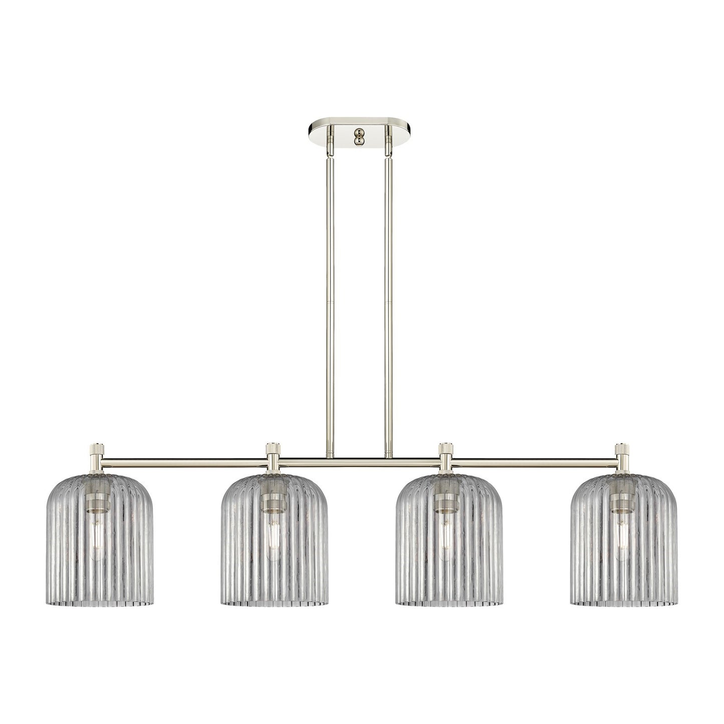 Innovations Crown Point 48in 4-Light Island Light | Industrial Polished Nickel and Light Smoke Glass | Kitchen Island | Model 434-4I-PN-G559-8SM