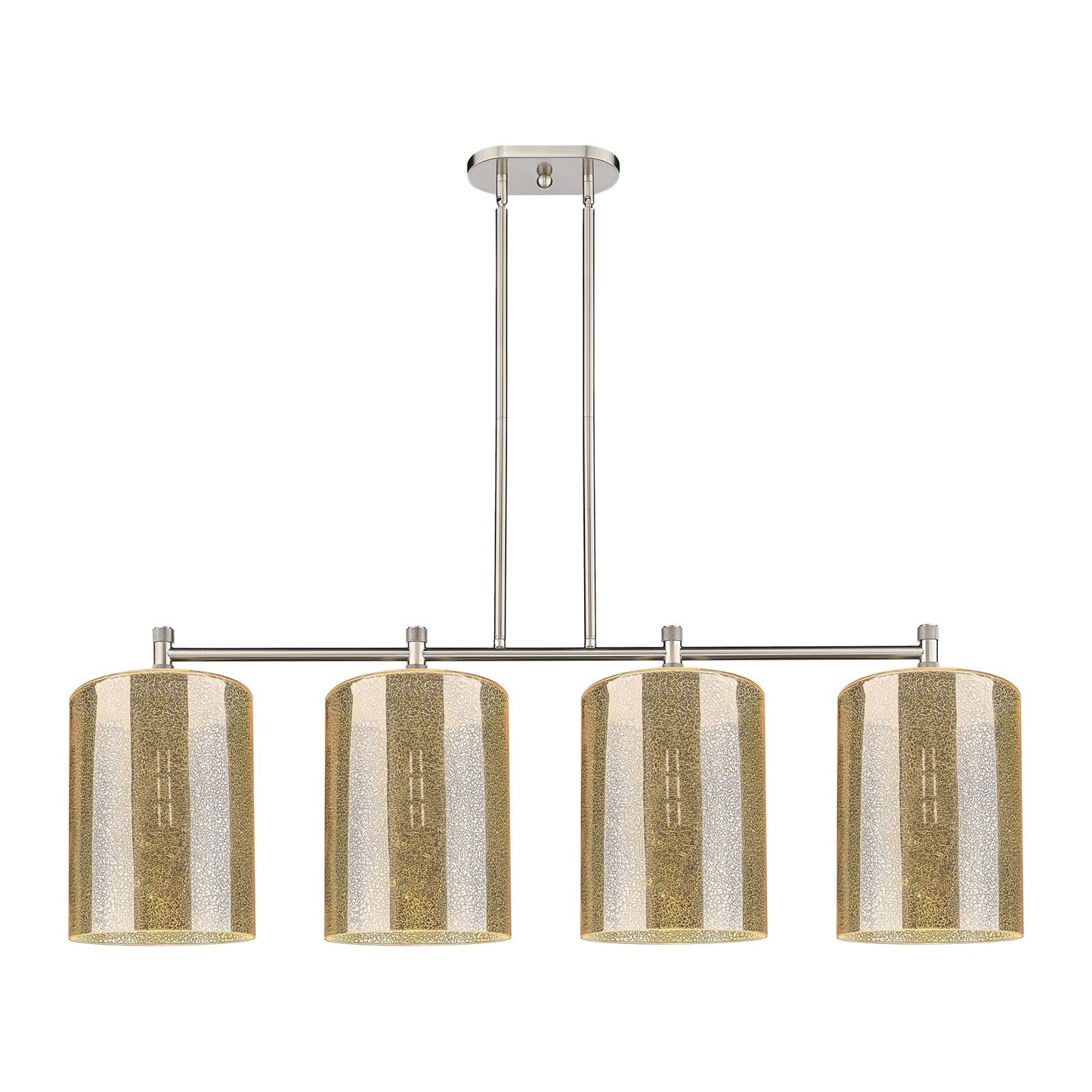 Innovations Cobbleskill 49in 4-Light Island Light | Industrial Satin Nickel and Mercury Glass | Kitchen Island & Dining Room | Model 434-4I-SN-G116-L