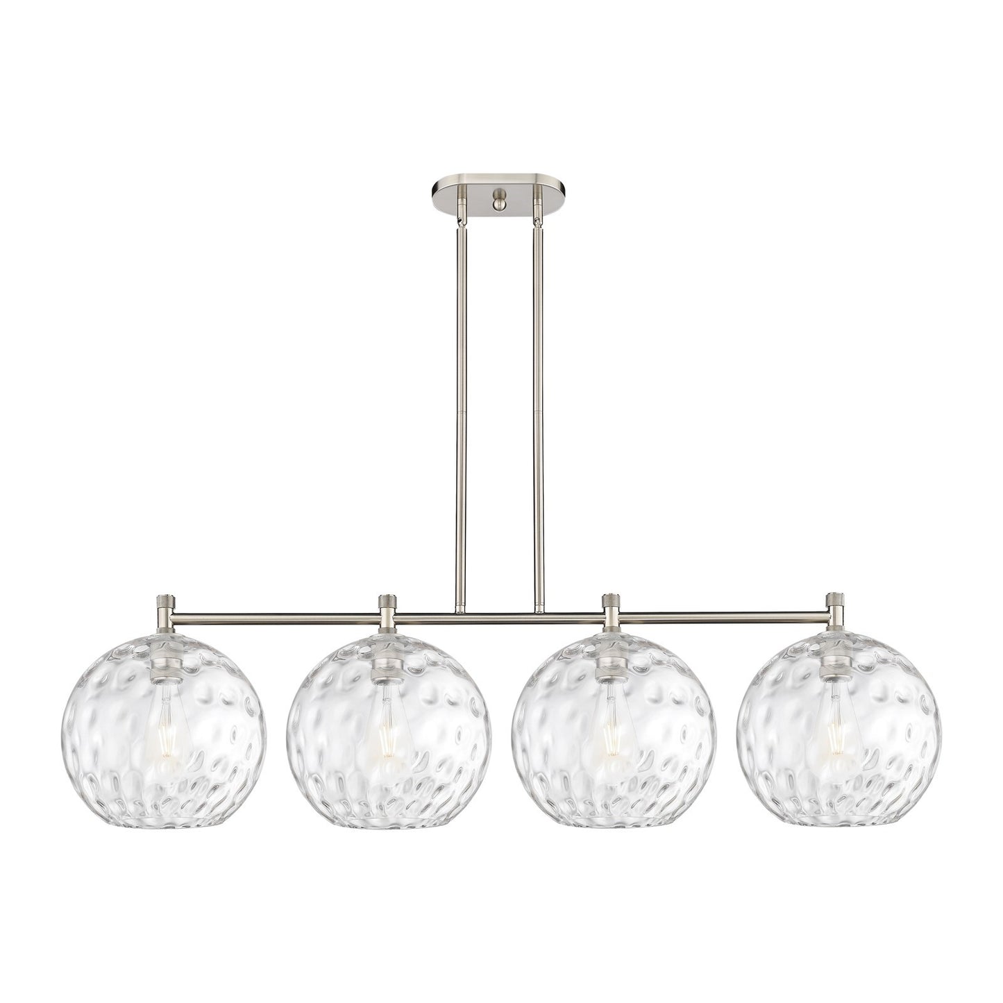 Innovations Athens Water Glass 52in 4-Light Island Light | Industrial Satin Nickel and Clear Glass | Kitchen Island | Model 434-4I-SN-G1215-12