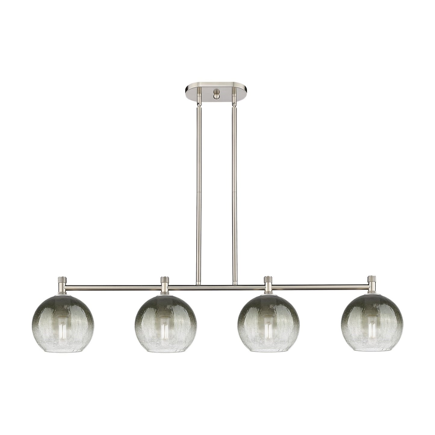 Innovations Brookhaven Globe 48in 4-Light Island Light | Industrial Satin Nickel and Slate Glass | Kitchen Island & Dining | Model 434-4I-SN-G483-8SL