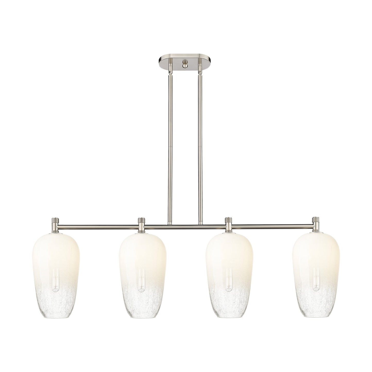 Innovations Brookhaven Flute 47in 4-Light Island Light | Industrial Satin Nickel and Opal Glass | Kitchen Island & Dining | Model 434-4I-SN-G484-7OP