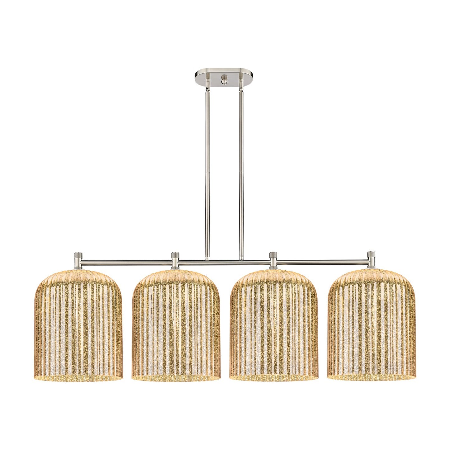 Innovations Crown Point 52in 4-Light Island Light | Industrial Satin Nickel and Mercury Glass | Kitchen Island & Dining | Model 434-4I-SN-G559-12ME