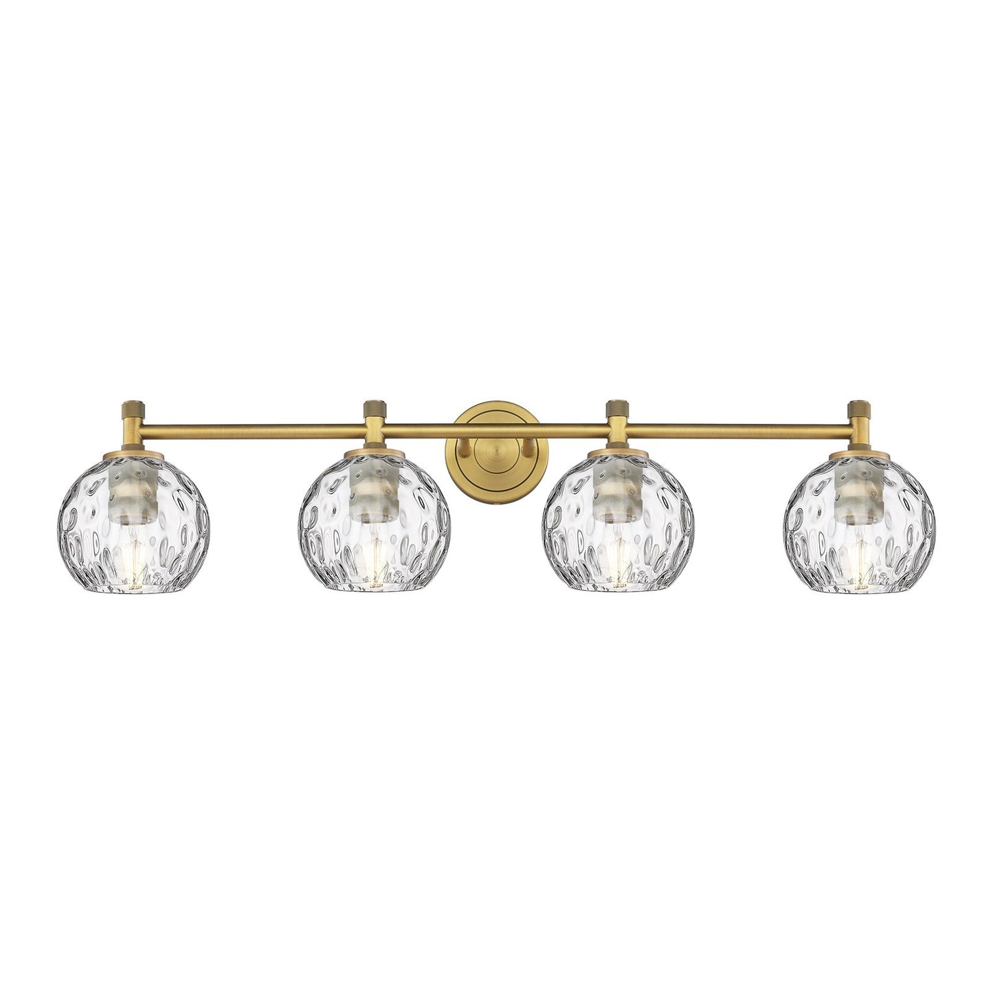 Innovations Athens Water Glass 36.5in 4-Light Bath Vanity Light | Industrial Brushed Brass and Clear Glass | Bathroom | Model 434-4W-BB-G1215-6
