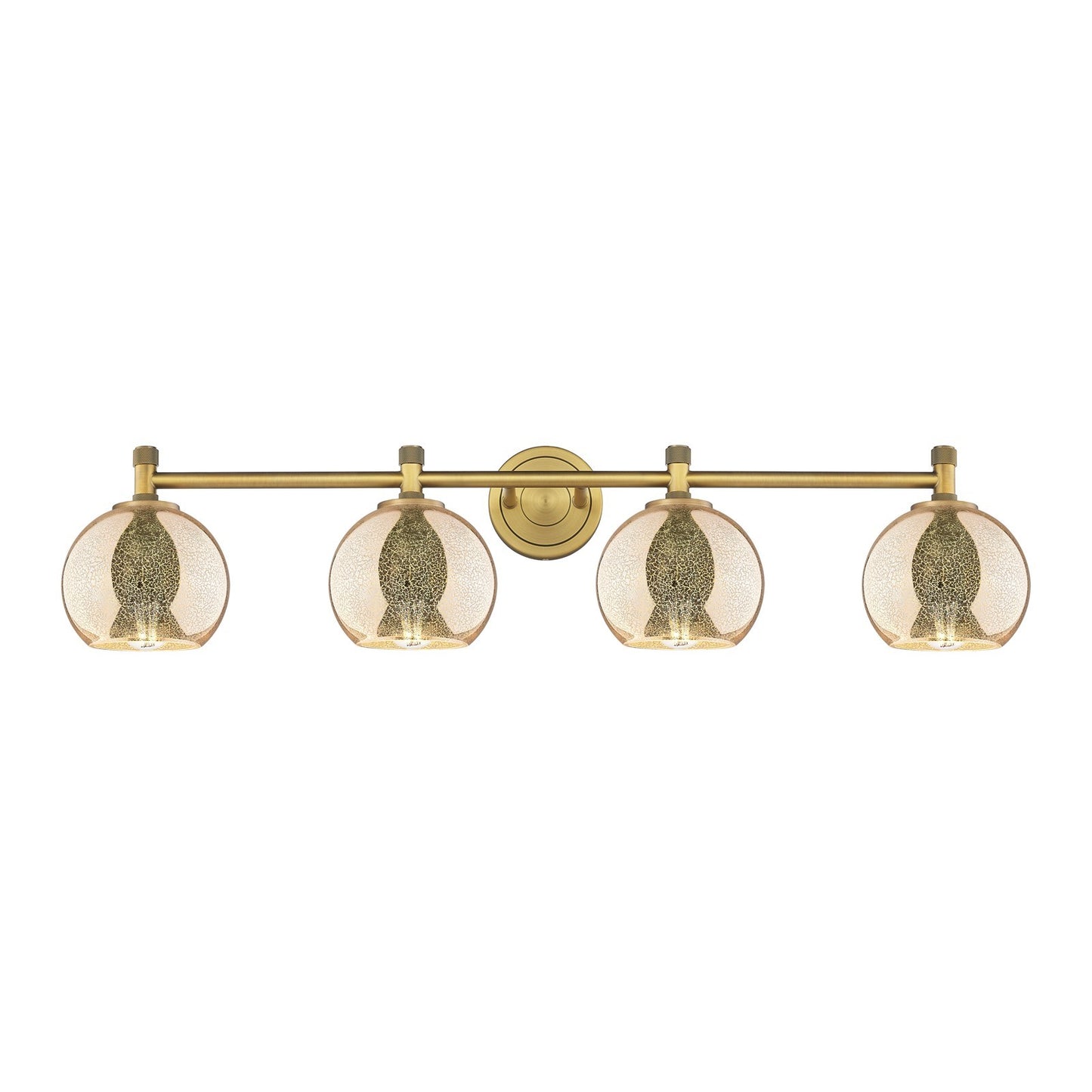 Innovations Athens Mercury 36.38in 4-Light Bath Vanity Light | Industrial Brushed Brass and Mercury Glass | Bathroom | Model 434-4W-BB-G128-6