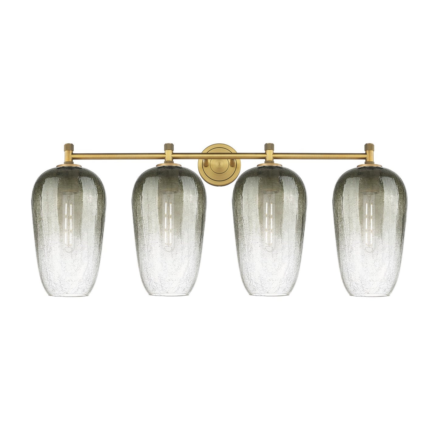 Innovations Brookhaven Flute 38in 4-Light Bath Vanity | Industrial Brushed Brass and Slate Glass | Bathroom & Powder Room | Model 434-4W-BB-G484-7SL