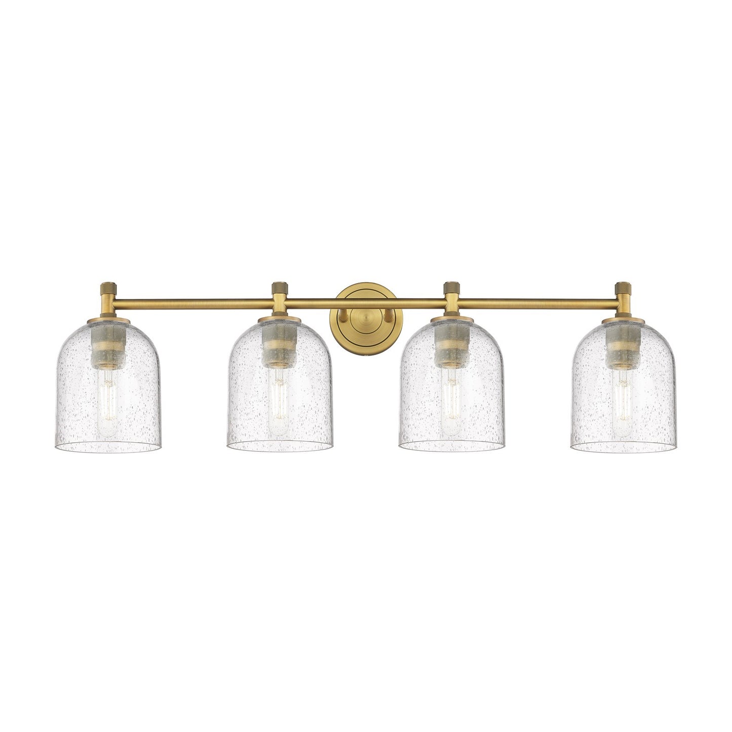 Innovations Bella 36in 4-Light Bath Vanity | Industrial Brushed Brass and Seedy Glass | Bathroom & Powder Room | Model 434-4W-BB-G558-6SDY