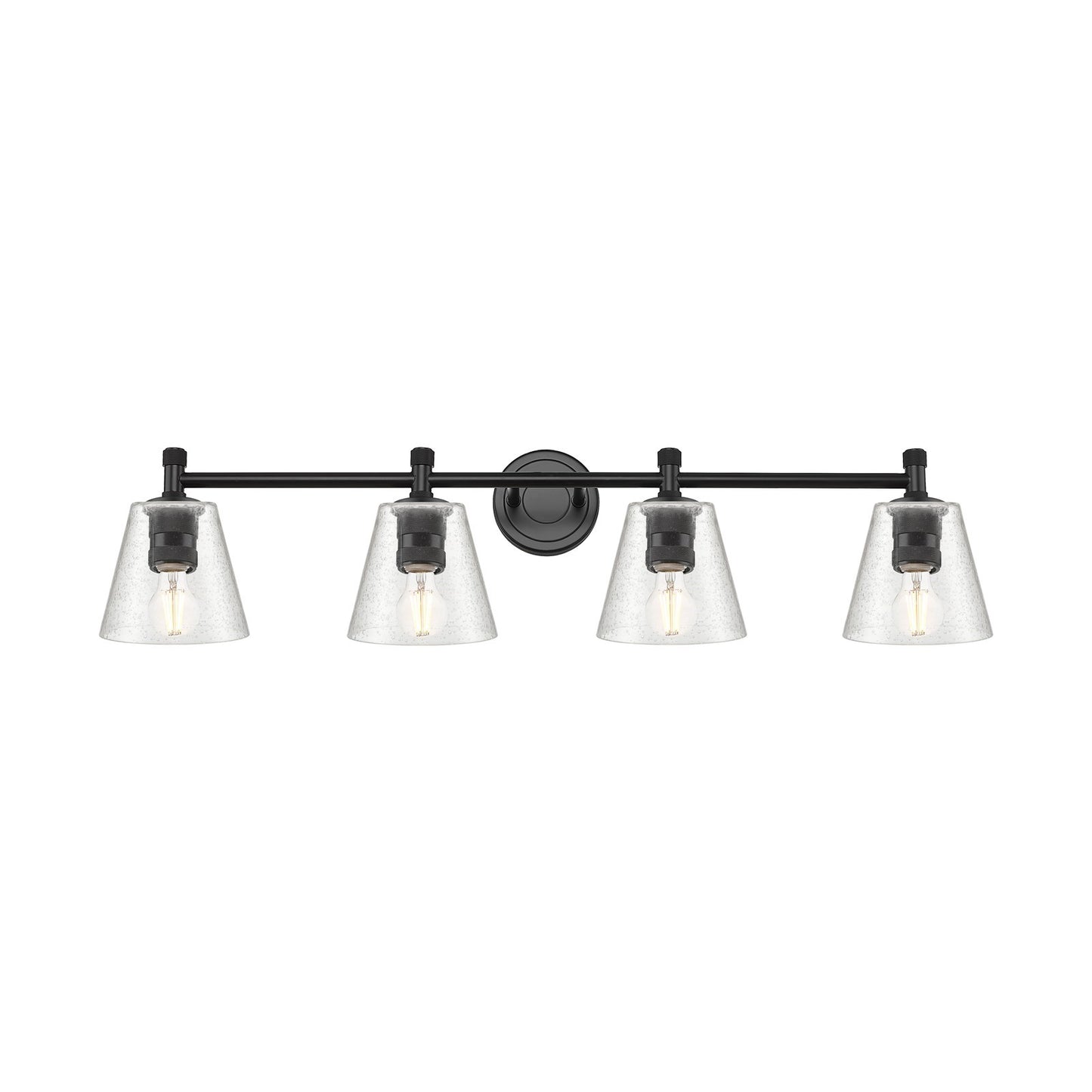 Innovations Caton 36.5in 4-Light Bath Vanity Light | Industrial Matte Black and Frosted Glass | Bathroom & Powder Room | Model 434-4W-BK-G454