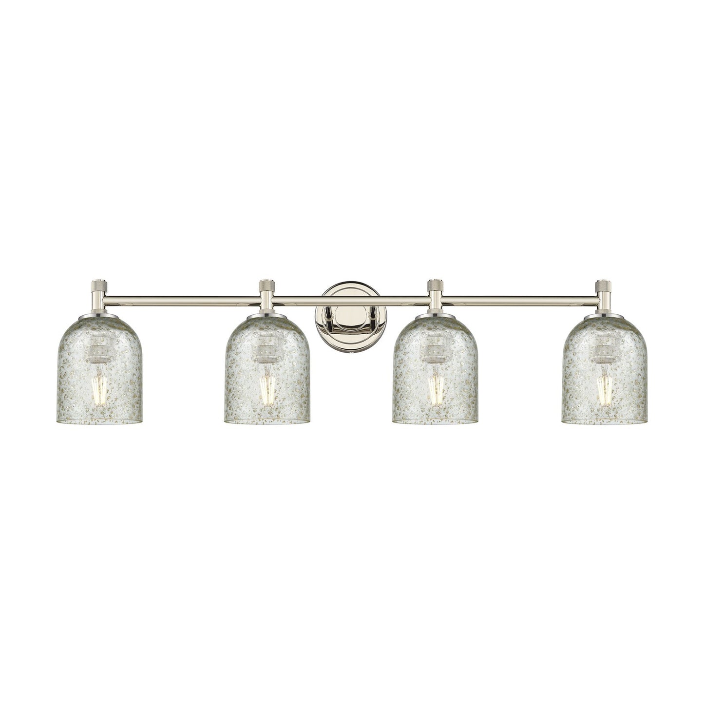 Innovations Caledonia 35.5in 4-Light Bath Vanity Light | Industrial Polished Nickel and Mica Glass | Bathroom Vanity | Model 434-4W-PN-G259