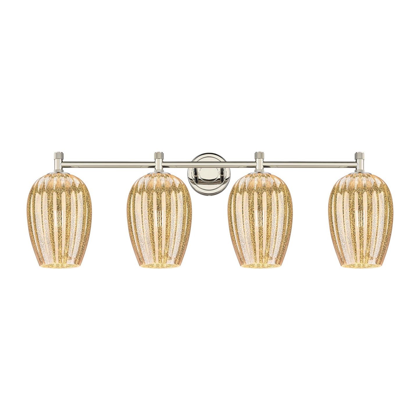 Innovations Preston Flute 36.75in 4-Light Bath Vanity Light | Industrial Polished Nickel and Mercury Glass | Bathroom | Model 434-4W-PN-G457-6ME
