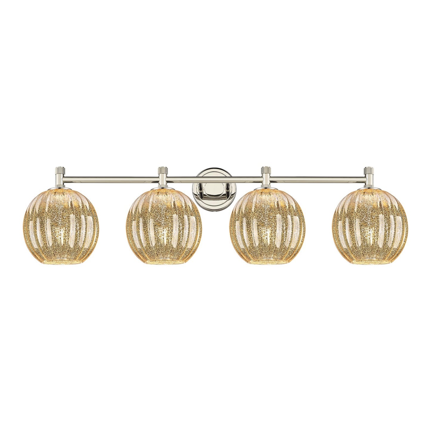 Innovations Preston Globe 38in 4-Light Bath Vanity | Industrial Polished Nickel and Mercury Glass | Bathroom Vanity | Model 434-4W-PN-G458-7ME