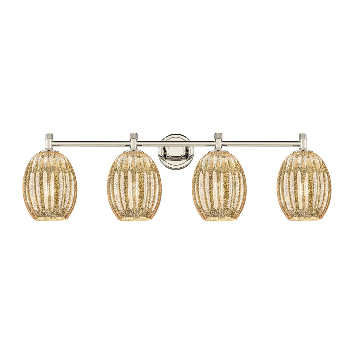 Innovations Preston Bulb 37in 4-Light Bath Vanity | Industrial Polished Nickel and Mercury Glass | Bathroom Vanity | Model 434-4W-PN-G459-6ME