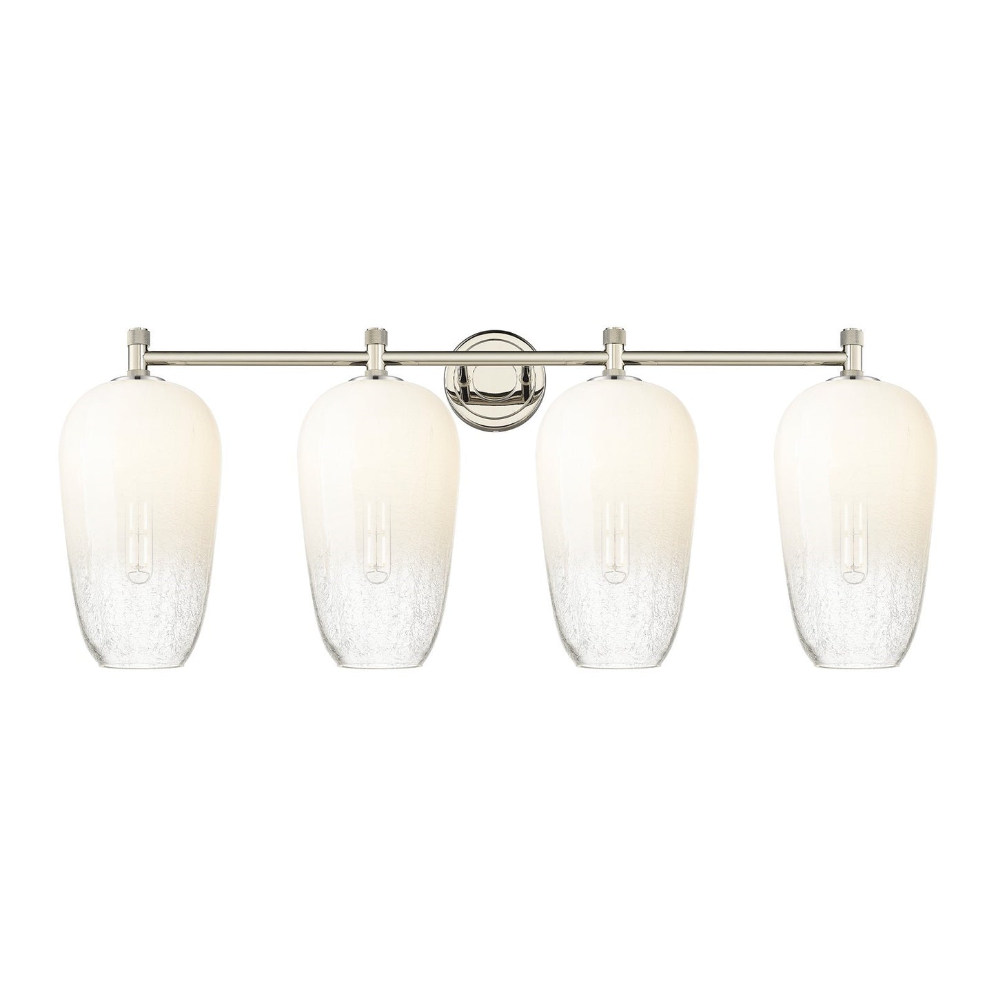 Innovations Brookhaven Flute 37.5in 4-Light Bath Vanity Light | Industrial Polished Nickel and Opal Glass | Bathroom | Model 434-4W-PN-G484-7OP