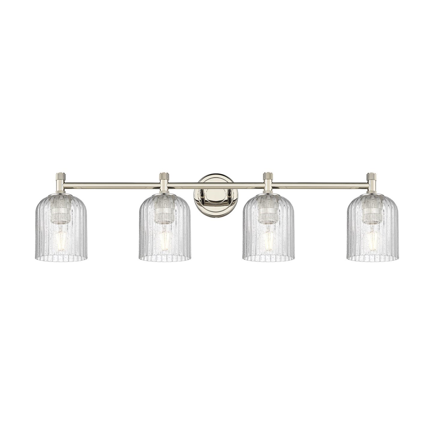 Innovations Crown Point 35in 4-Light Bath Vanity Light | Industrial Polished Nickel and Seedy Glass | Bathroom Vanity | Model 434-4W-PN-G559-5SDY
