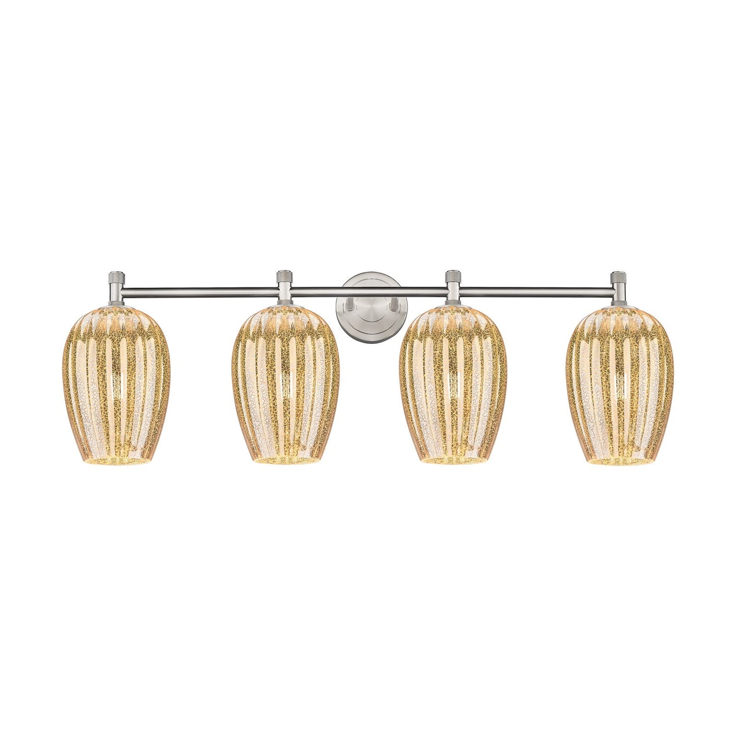 Innovations Preston Flute 36in 4-Light Bath Vanity Light | Industrial Satin Nickel and Mercury Glass | Bathroom Vanity | Model 434-4W-SN-G457-6ME