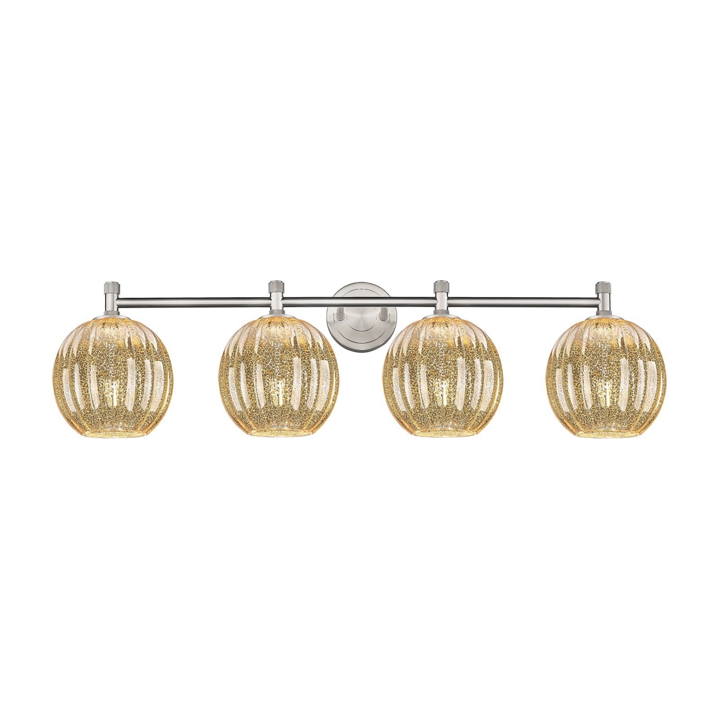 Innovations Preston Globe 37in 4-Light Bath Vanity Light | Industrial Satin Nickel and Mercury Glass | Bathroom Vanity | Model 434-4W-SN-G458-7ME