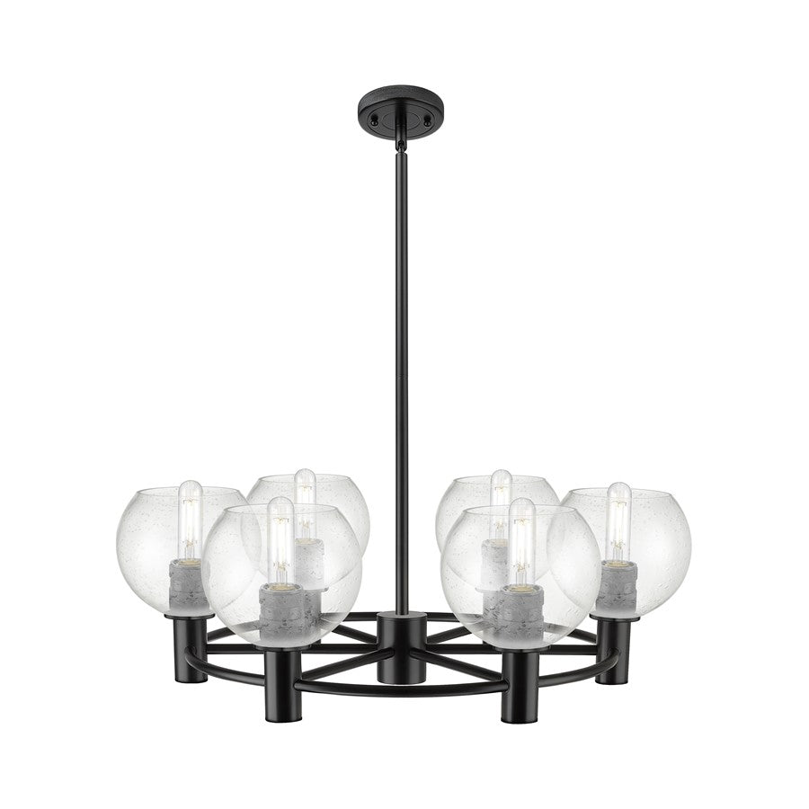 Innovations CP 6Lt 26" Athens Stem Chandelier, BK/SD - 434-6CR-BK-G124-6