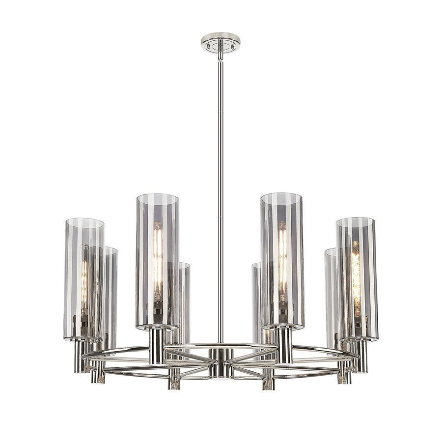 Innovations Crown Point 8Lt 32" Stem Chandelier/12" PN/SM - 434-8CR-PN-G434-12SM