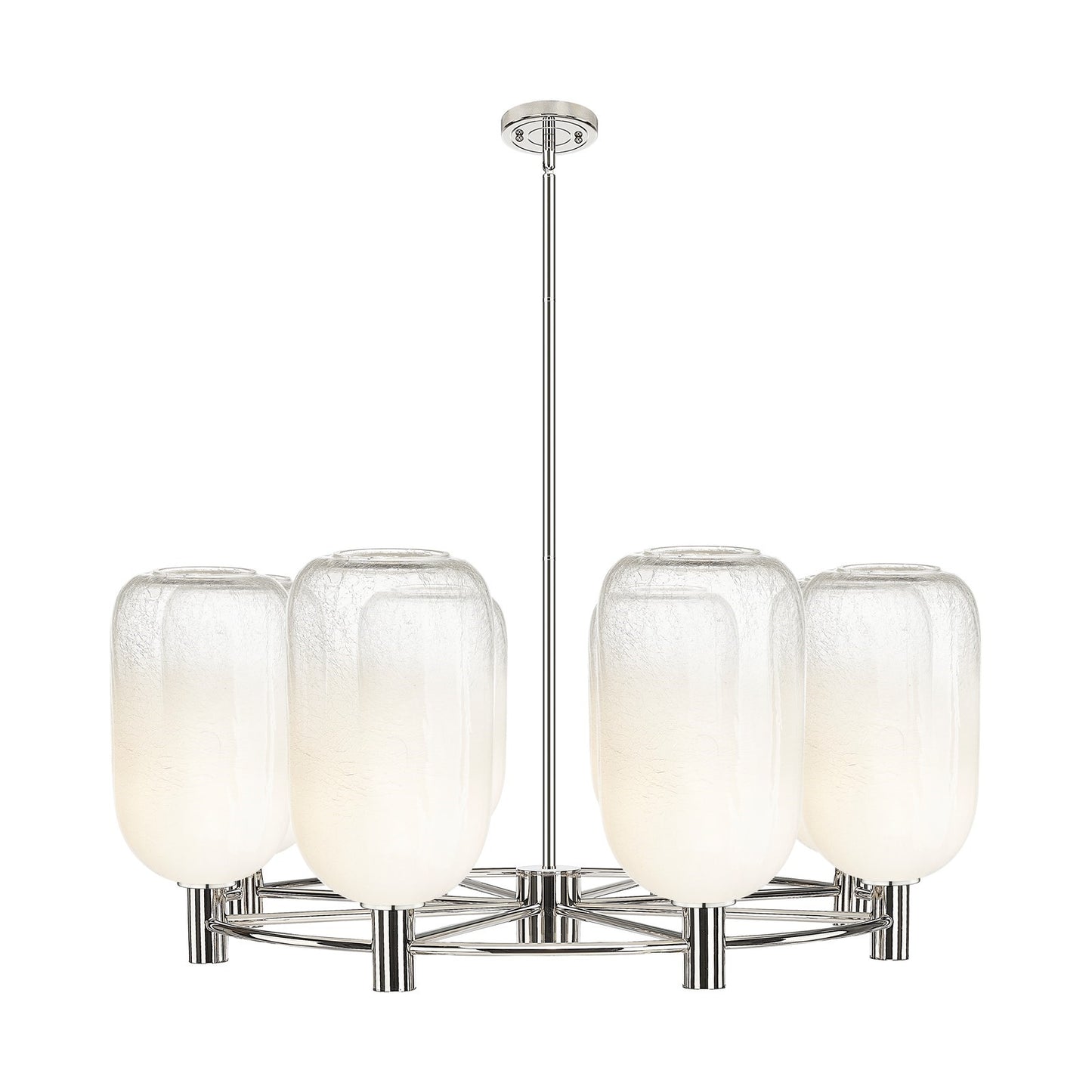 Innovations Brookhaven Cloche 36in 8-Light Chandelier | Industrial Polished Nickel and Opal Glass | Dining Room & Kitchen | Model 434-8CR-PN-G482-7OP