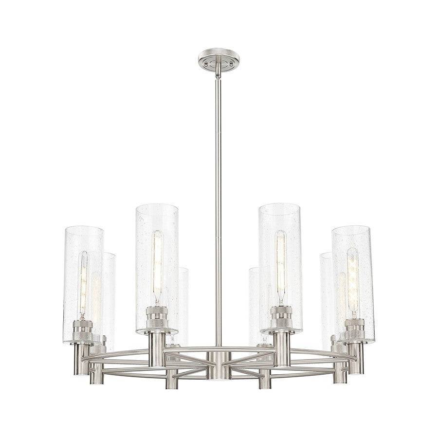 Innovations CP 8Lt 32" Stem Chandelier/12" SN/SD - 434-8CR-SN-G434-12SDY